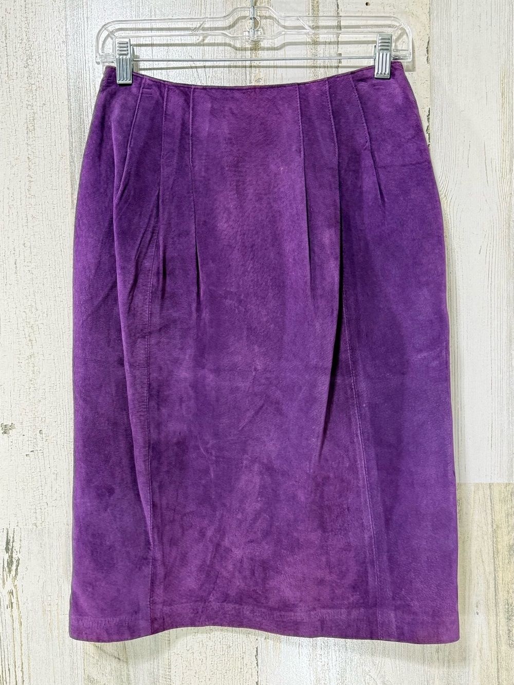 Purple Suede Pencil Skirt - Classic Tailored Style